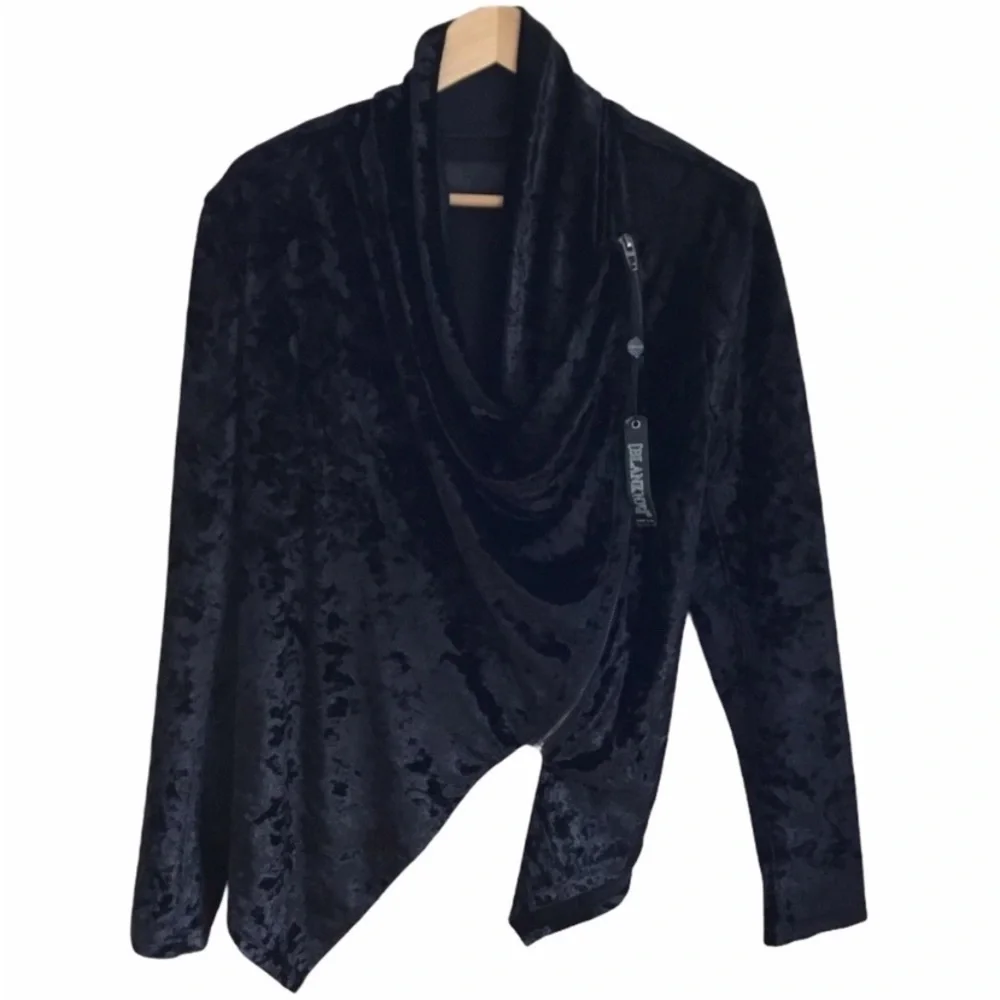 XS BLANKNYC BLACK VELVET ASYMMETRICAL JACKET NWOT - Picture 5 of 8